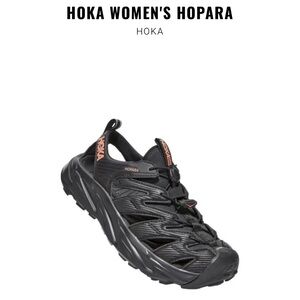 HOKA ONE ONE Women’s Hopara Black /Fusion Coral Sport Sandals Size:8.5